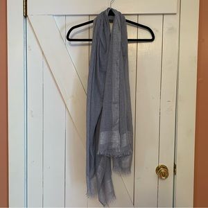 Light Blue Thin Knit Scarf w/ Silver Metallic Thread